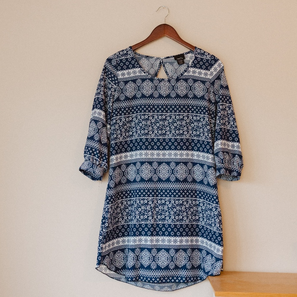 Rue 21 Blue Patterned Tunic Dress